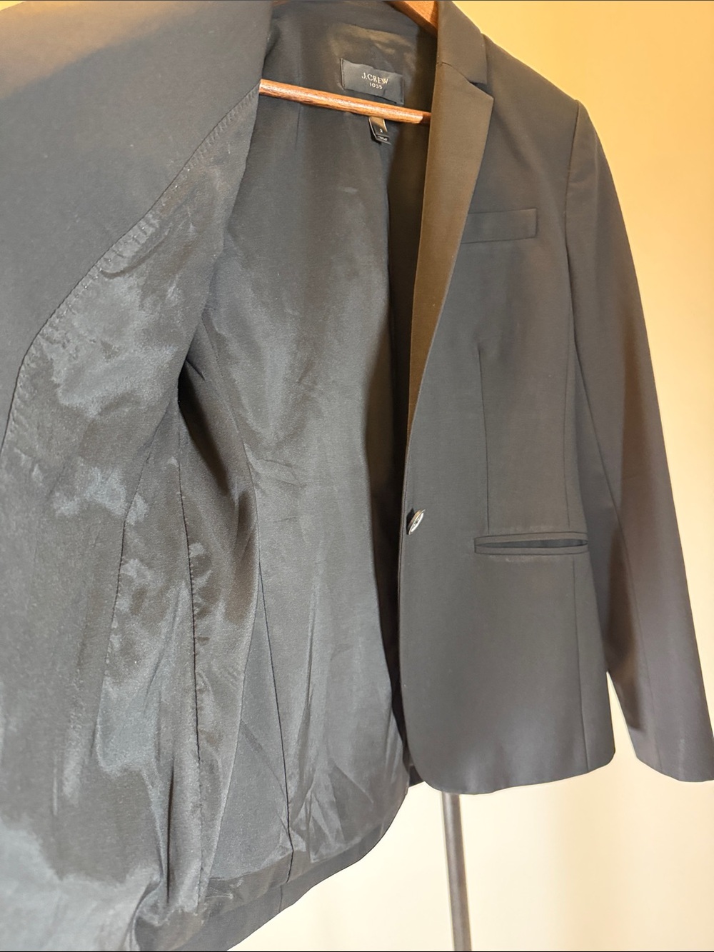 J.Crew Black 1035 One-Button Bi-Stretch Wool Blazer Suit Jacket | Size 2 - Picture 9 of 11